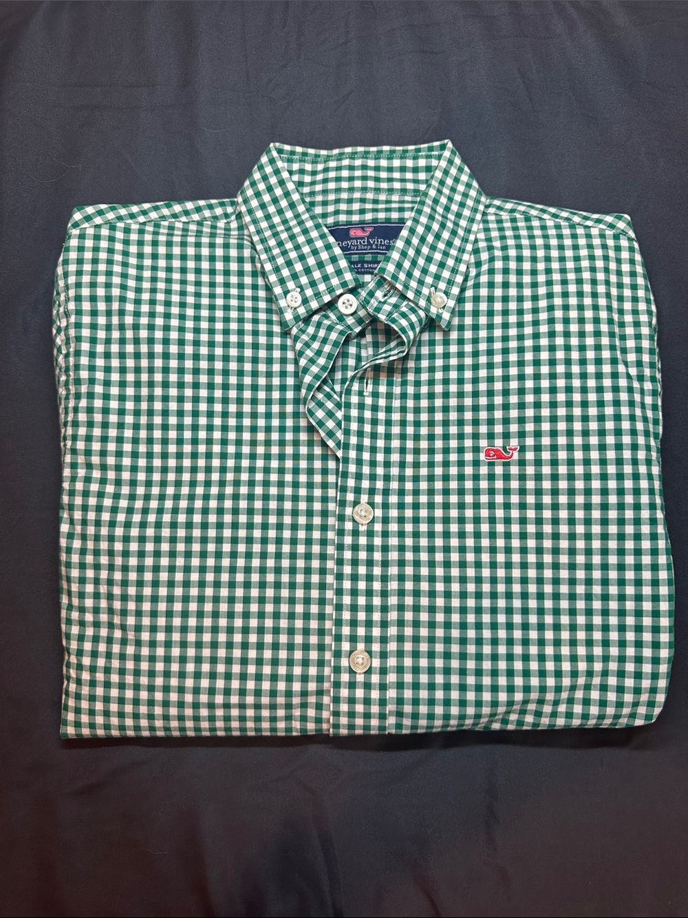 Vineyard Vines Boys Green and White Gingham Button-Down Shirt